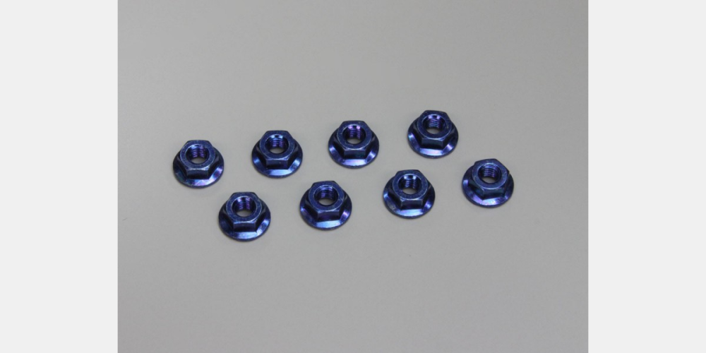 KYO-1-N4045F-B Kyosho Nut(M4x4.5) Flanged (Steel/Blue/8pcs) Kyosho