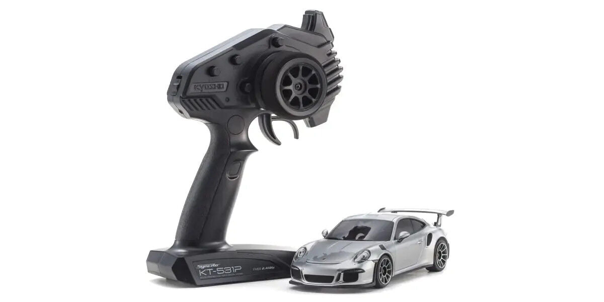 Kyosho Mini-Z Porsche 911 GT3 RS GT Metallic Silver RWD MR-04 Readyset