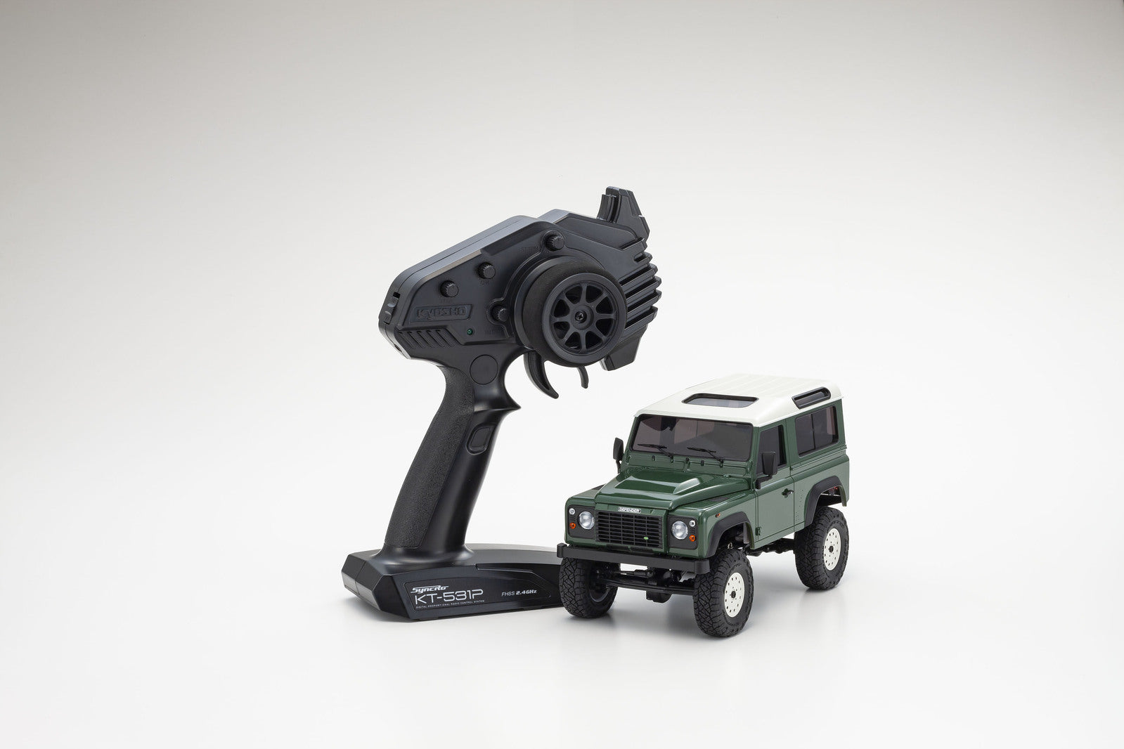 KYO-32529GR Kyosho 1/24 MINI-Z 4x4 MX-01 Readyset Land Rover Defender Coniston Green [32529GR]