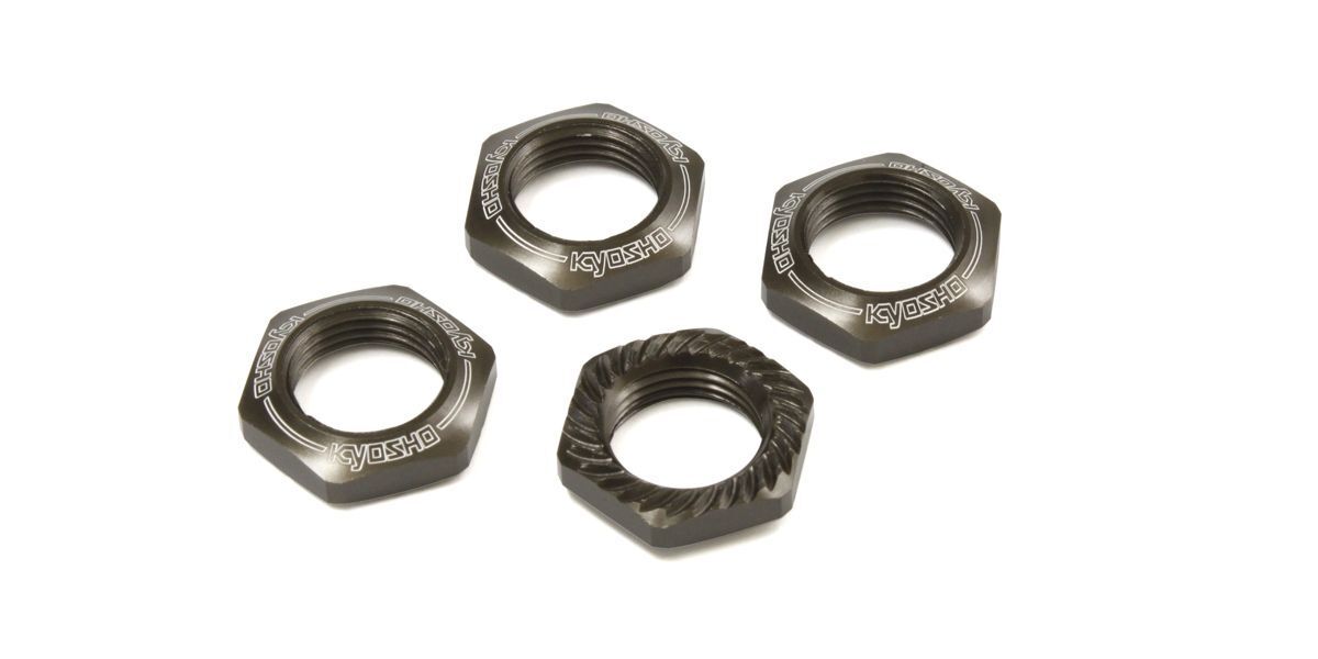 KYO-IFW472GM Kyosho Wheel Nut (Gunmetal/4pcs/for Serration) Kyosho