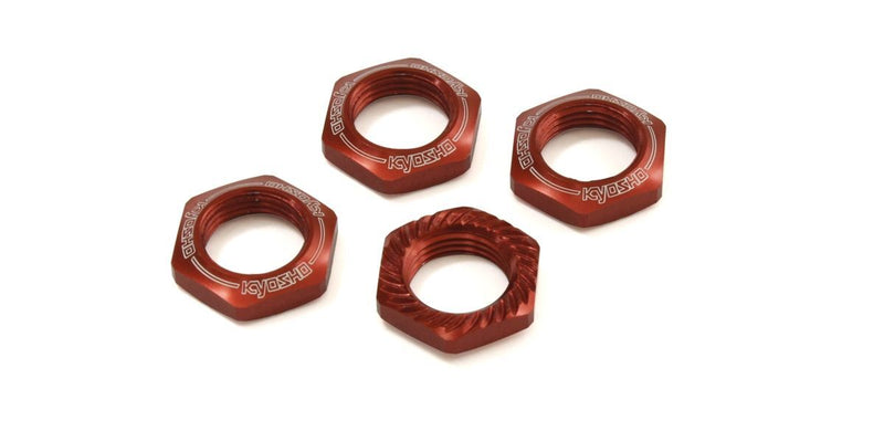 KYO-IFW472R Kyosho Wheel Nut (Red/4pcs/for Serration)