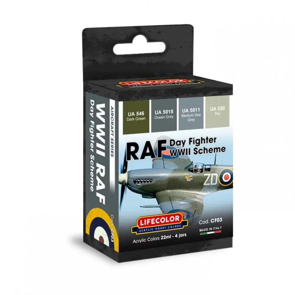 LifeColor RAF Day Fighter WWII Camouflage Scheme - 4 Colour Acrylic Paint Set