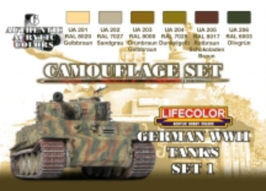 LC-CS01 Lifecolor German Tanks WWII #1 Acrylic Paint Set Lifecolor
