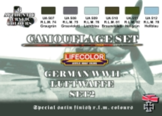 LC-CS07 Lifecolor German WWII Luftwaffe #2 Acrylic Paint Set Lifecolor