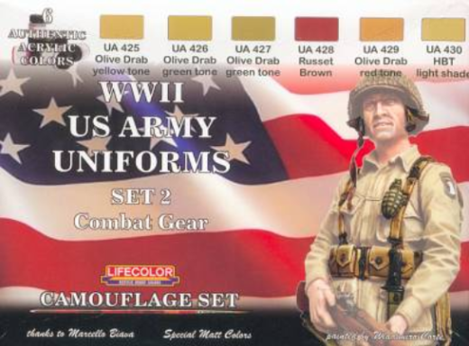 LC-CS18 Lifecolor WWII US Army #2 Uniforms Combat Gear Acrylic Paint Set Lifecolor