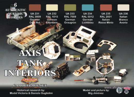 LC-CS22 Lifecolor Interiors Of German And Italian Tanks WWII Acrylic Paint Set Lifecolor