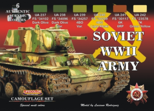 LC-CS23 Lifecolor Soviet WWII Army Camouflage Acrylic Paint Set Lifecolor