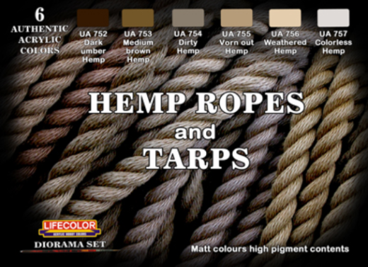 LC-CS28 Lifecolor Hemp Ropes And Tarps Acrylic Paint Set Lifecolor