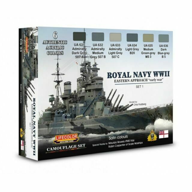LC-CS33 Lifecolor Royal Navy WWII Eastern Approach #1 Acrylic Paint Set Lifecolor