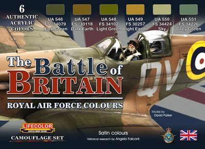 LC-CS35 Lifecolor The Battle Of Britain "Royal Air Force Colours" Acrylic Paint Set Lifecolor