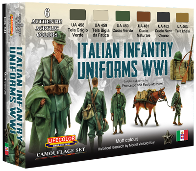 LC-CS50 Lifecolor Italian Infantry Uniforms WWI 6 Colour Acrylic Paint Set Lifecolor