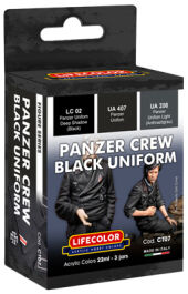 LifeColor Panzer Crew Black Uniform Camouflage Scheme - 3 Colour Acrylic Paint Set