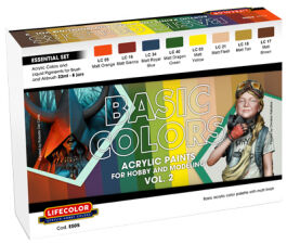 LifeColor Essential Basic Colours Set 5 (8 x 22ml Matt Colours) Acrylic Paint Set