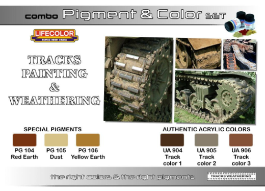 LC-SPG02 Lifecolor Tracks Painting And Weathering Pigment And Colour Acrylic Paint Set Lifecolor