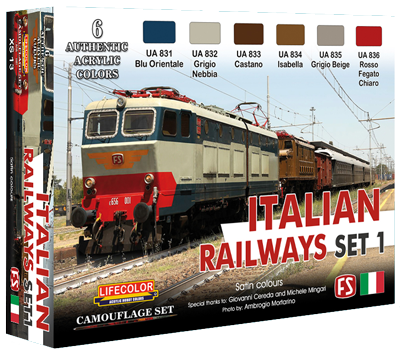 LC-XS13 Lifecolor Italian Railways Set 1 6 Colour Acrylic Paint Set Lifecolor