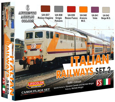 LC-XS14 Lifecolor Italian Railways Set 2 6 Colour Acrylic Paint Set Lifecolor