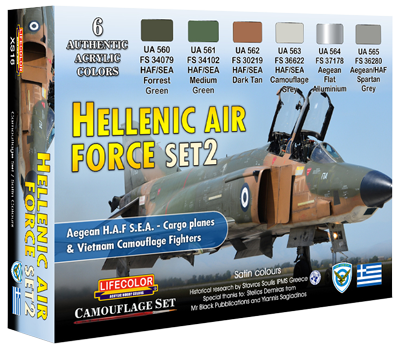 LC-XS16 Lifecolor Hellenic Air Force Set 2 6 Colour Acrylic Paint Set Lifecolor