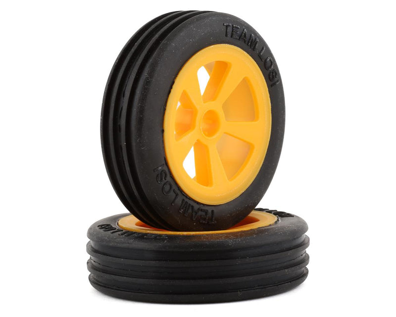 LOS41019 Losi Rib Front Tire Mounted on Orange Wheels, 2pcs, Mini JRX2