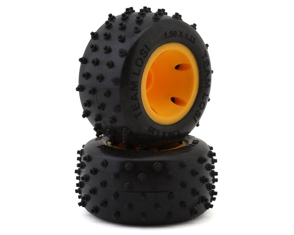 LOS41031 Losi 6 Row Rear Tires, Mounted, Orange, 2pcs, Mini JRXT