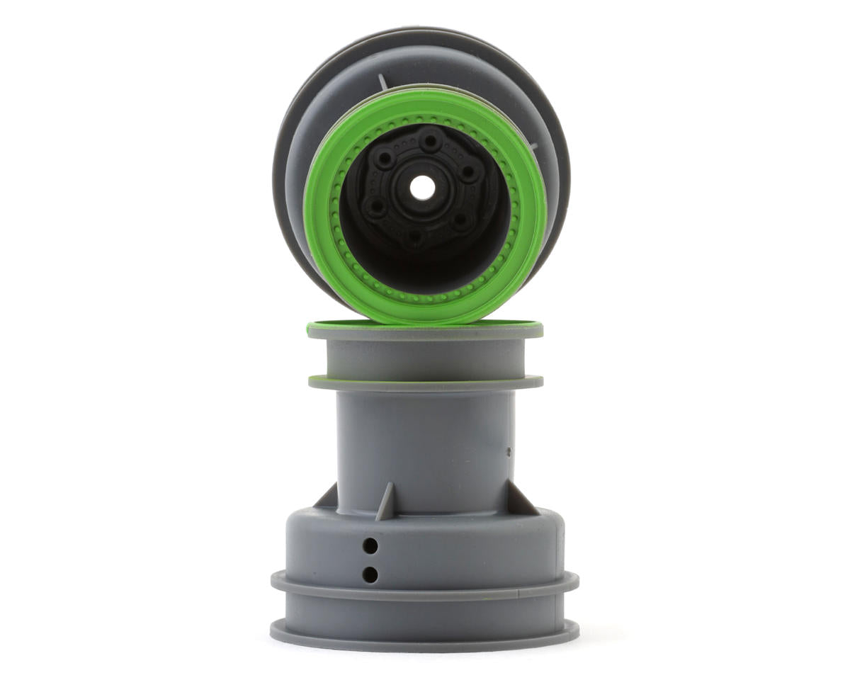 LOS41044 Losi MT Wheel with Green Beadlock, Light Grey, 2pcs, Mini LMT Losi