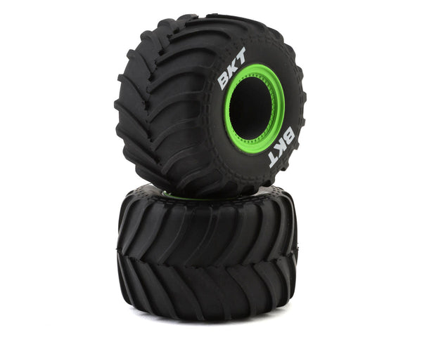 LOS41045 Losi Premounted MT Tyres with Green Beadlocks, 2pcs, Mini LMT