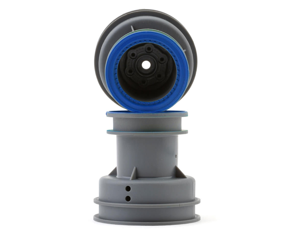 LOS41046 Losi MT Wheel with Blue Beadlock, Light Grey, 2pcs, Mini LMT Losi