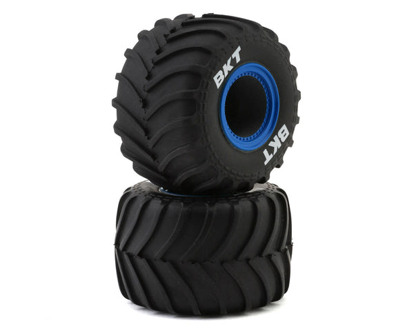 LOS41047 Losi Premounted MT Tyres with Blue Beadlocks, 2pcs, Mini LMT