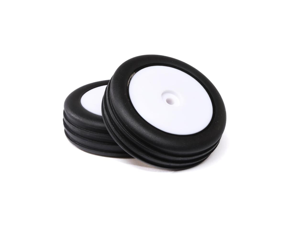 LOS41049 Losi Wide Body Rib Front Tyres Mounted on White Rims, 2pcs, Mini-B Losi