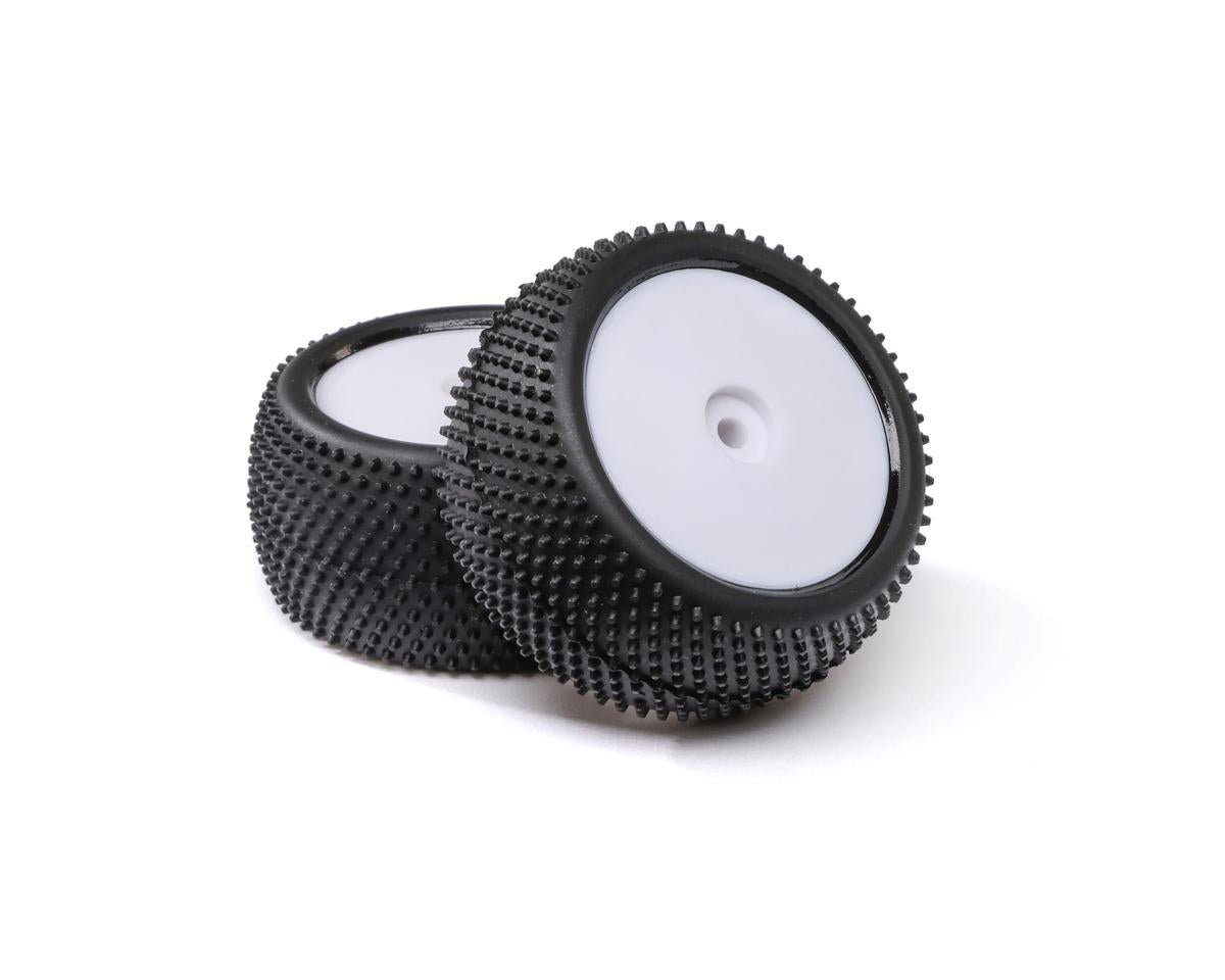 LOS41051 Losi Big Shot Rear Tyres Mounted on White Rims, 2pcs, Mini-B Losi