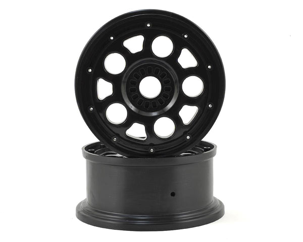 LOS45015 Losi Wheel, Black, Beadlock, Silver , 2pcs- DBXL-E