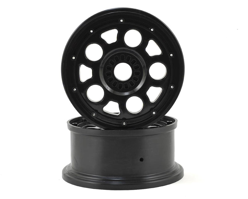 LOS45015 Losi Wheel, Black, Beadlock, Silver , 2pcs- DBXL-E