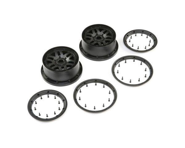 LOS45025 Losi Wheel and Beadlock Set, Black (2), 5ive-T 2.0