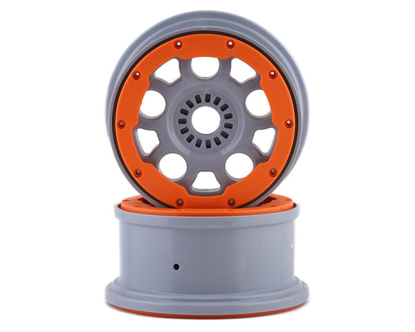 LOS45032 Losi Wheels, Silver, Orange Bead Lock, 2pcs, DBXL-E 2.0