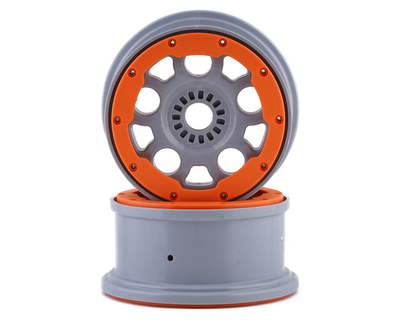 LOS45032 Losi Wheels, Silver, Orange Bead Lock, 2pcs, DBXL-E 2.0