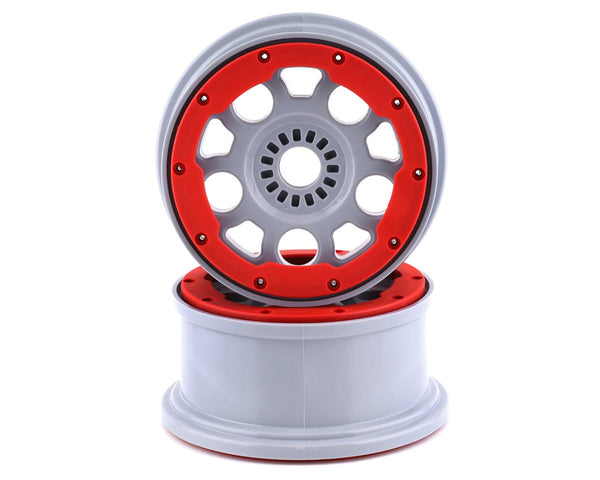 LOS45033 Losi Wheels, Silver, Red Bead Lock, 2pcs, DBXL-E 2.0