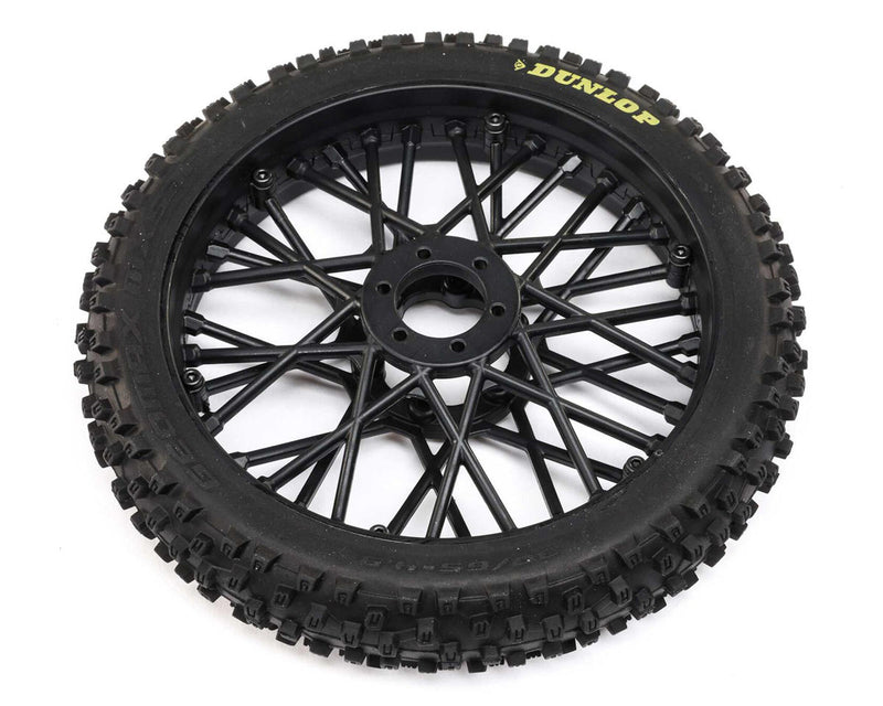 LOS46004 Losi Dunlop MX53 Front Tyre Mounted with Black Wheel, ProMoto-MX