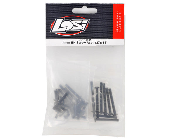 LOSB6085 Losi 4mm BH Screw Asst. (27), 5IVE-T