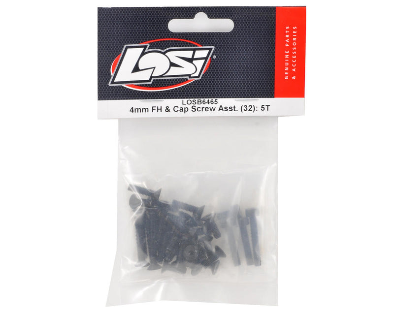 LOSB6465 Losi 4mm FH & Cap Screw Asst. (32) 5TT