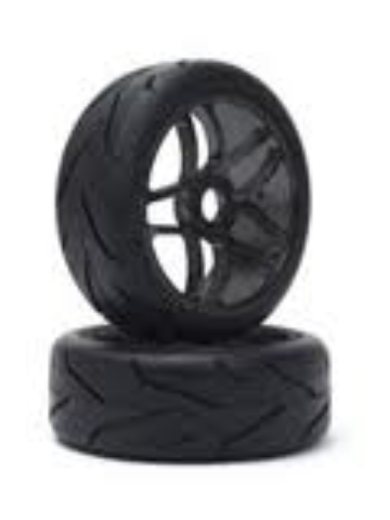 LRP-65571 LRP VTEC 1/8 Off-Road Buggy -Racing Slick- wheel pre-mounted - Gold chrome wheel (1 pair)