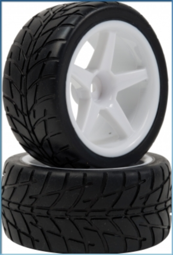 LRP-65580 LRP VTEC 1/10 Off-Road Buggy -Racing Slick- wheel pre-mounted - White wheel (1 pair) Front LRP