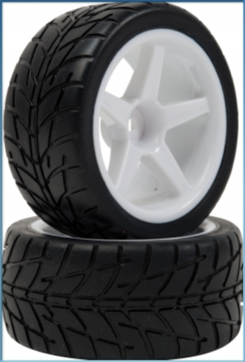LRP-65581 LRP VTEC 1/10 Off-Road Buggy -Racing Slick- wheel pre-mounted - White wheel (1 pair) Rear