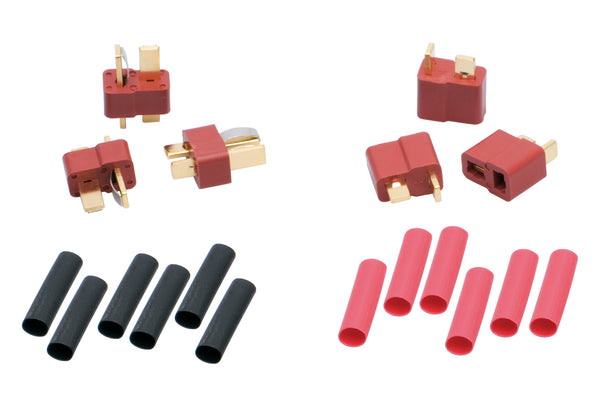 LRP-65831 LRP US-style speedo/battery connectors incl. heatshrink (3 x Female, 3 x Male)