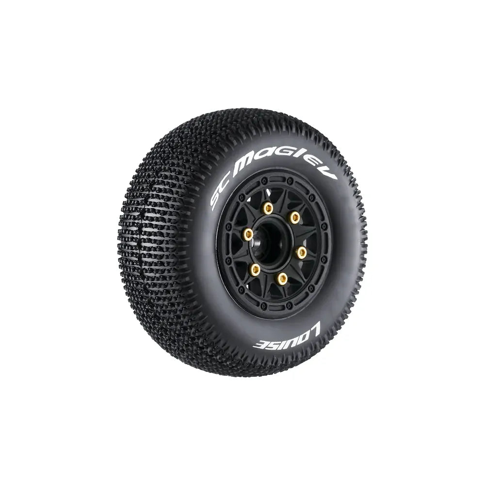 LT3145SB Louise R/C SC-Maglev 1/10 Short Course Tires, Soft, 12, 14 & 17mm Removable Hex on Black Rim