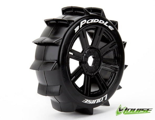 LT3249SB Louise RC - B-PADDLE - 1-8 Buggy Tire Set - Mounted - Soft - Black Spoke Wheels - Hex 17mm - L-T3249SB Louise