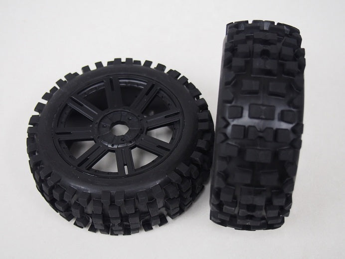 B-ULLDOZE 1/8 BUGGY TIRE SOFT / BLACK SPOKE RIM / MOUNTED 17mm