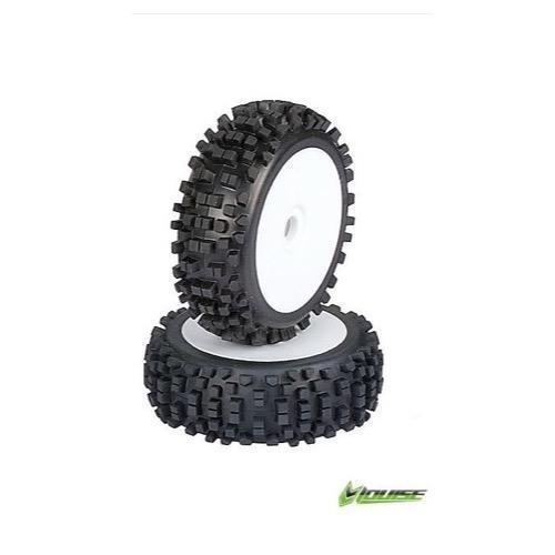 LT324SW B-ULLDOZE 1/8 BUGGY TIRE SOFT / WHITE SPOKE RIM / MOUNTED Louise
