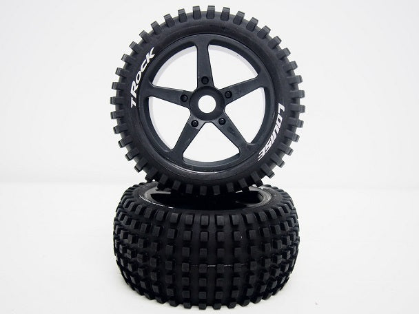 LT3251SB Louise RC - T-ROCK - 1-8 Truggy Tire Set - Mounted - Soft - Black Spoke Wheels - 0-Offset - Hex 17mm - L-T3251SB Louise