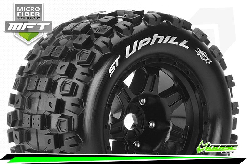 LT3326B MFT 1/8 ST-UPHILL STADIUM TRUCK TIRE SPORT / 0 OFFSET BLACK RIM HEX 17mm / MOUNTED Louise