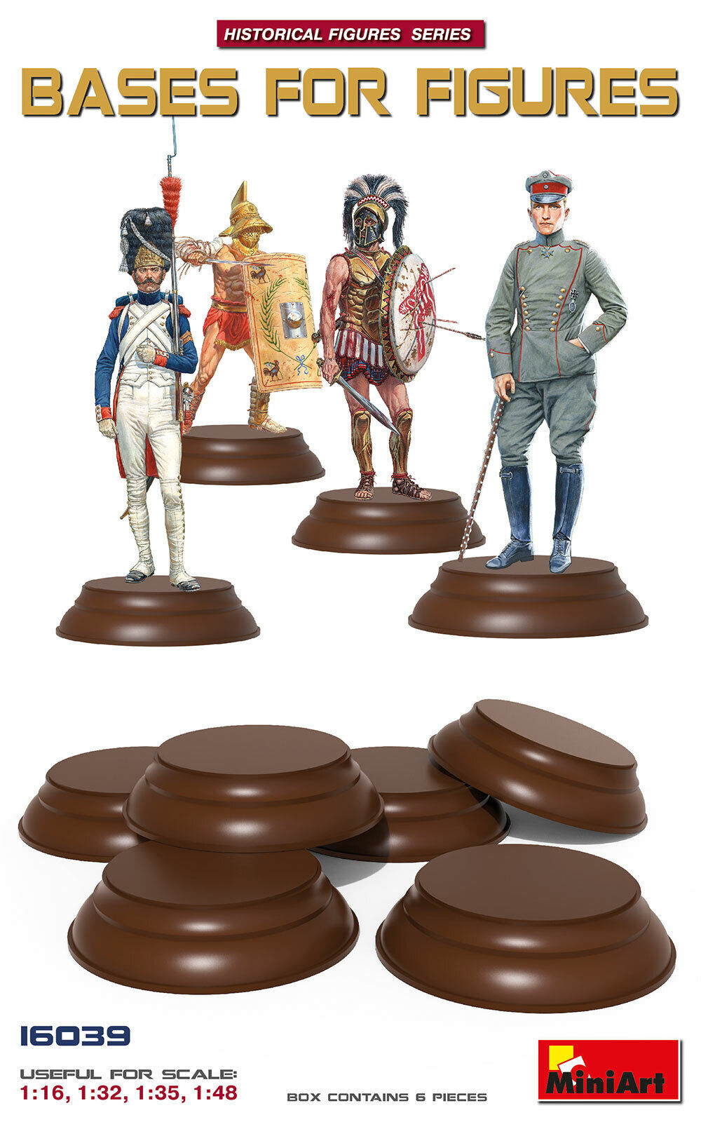 MiniArt 1/16 Bases for Figures 6 pc Plastic Model Kit