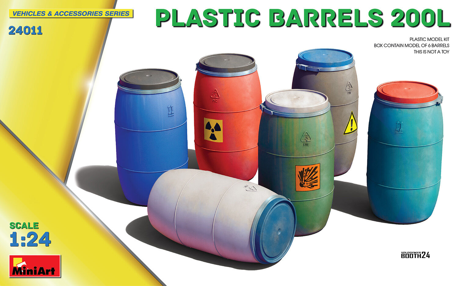 MiniArt 1/24 Plastic Barrels 200L Plastic Model Kit